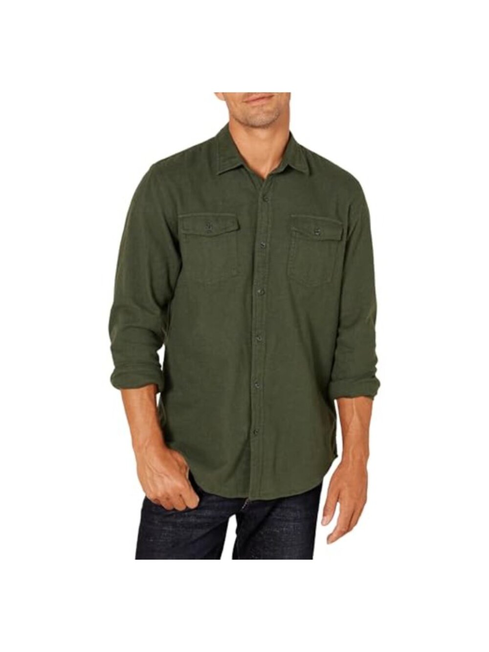 Mens Regular Fit Long Sleeve Two Pocket Flannel Shirt